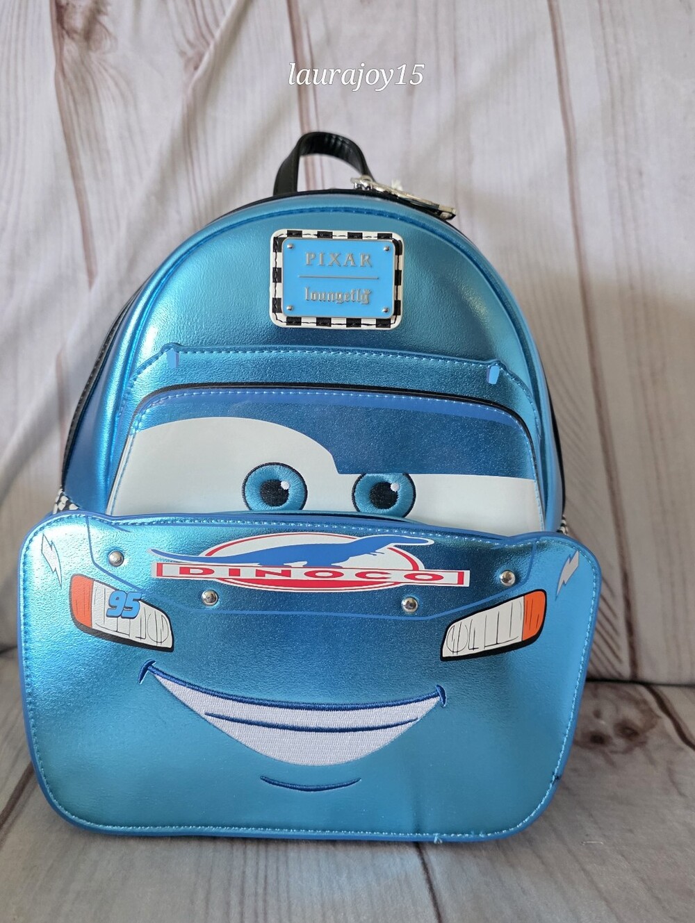 Disney Pixar Cars GT Dinoco McQueen Mini Backpack Lightning Metallic Blue New